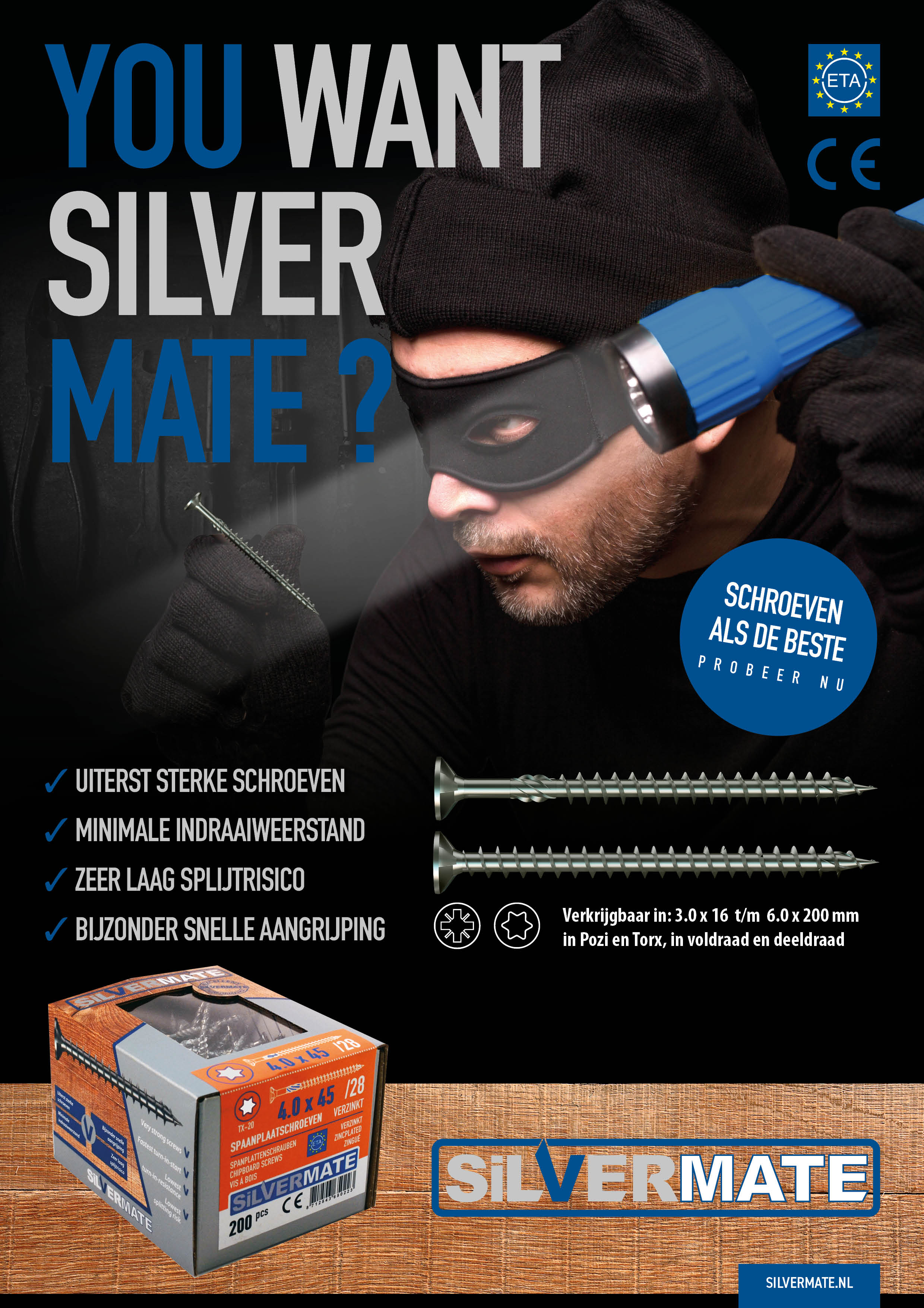 Silvermate spaanplaatschroeven
